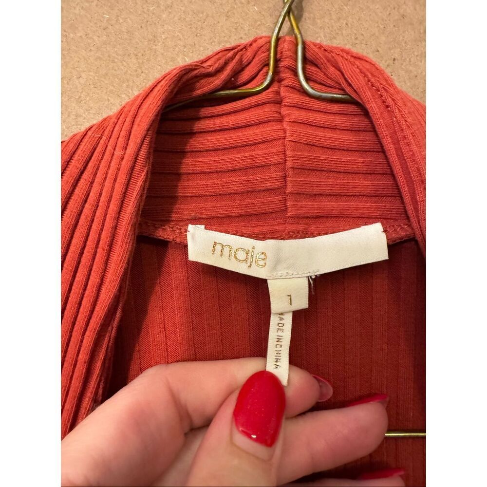 MAJE Milan Longline Ribbed Cardigan - Picture 4 of 8